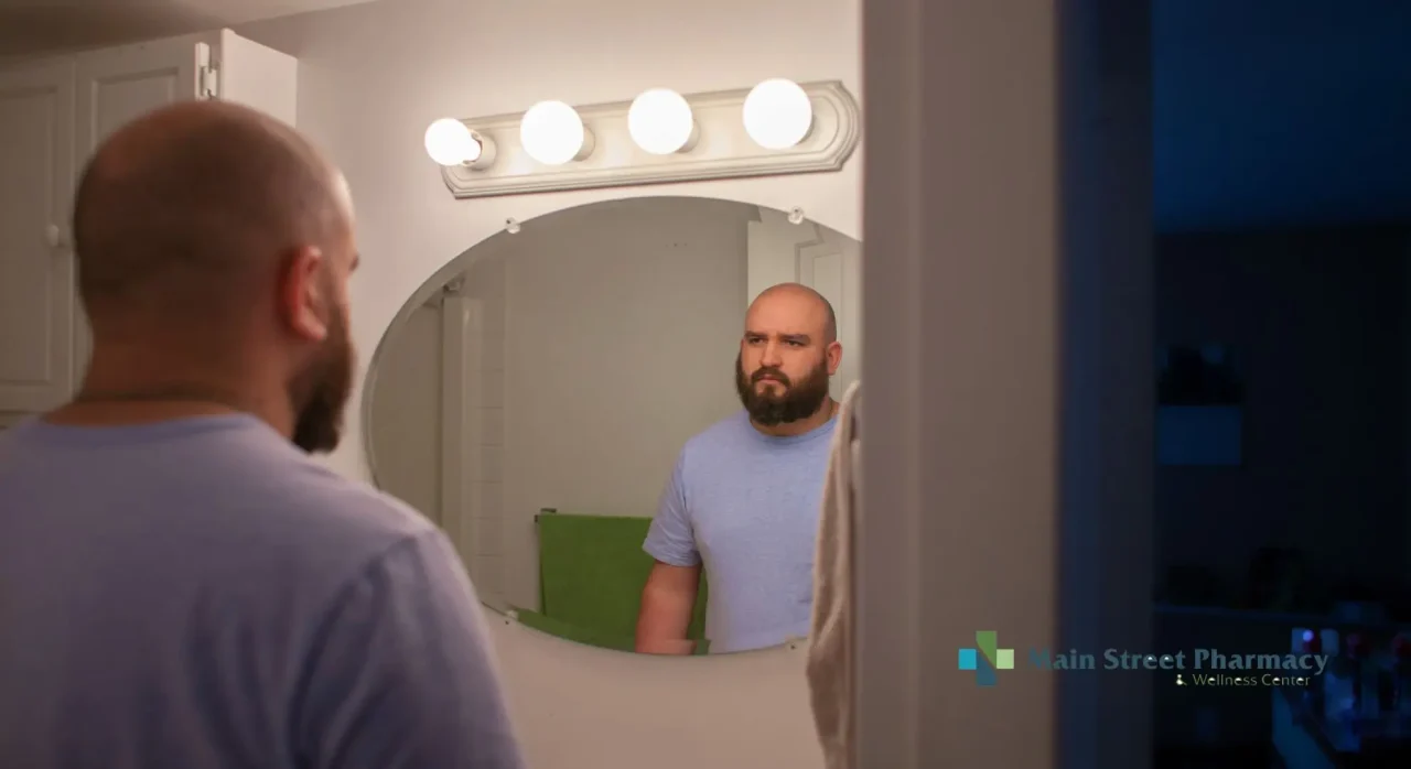 Man looking at himself in a mirror